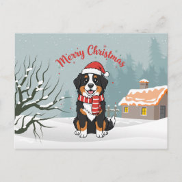 Cartão Postal De Festividades Bernese Mountain Dog Merry Christmas Doodle 