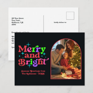 Cartão Postal De Festividades Berry Bright Feliz e Bright Retro Natal