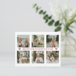 Cartão Postal De Festividades Best Grandma Ever Photo Collage – Gift with Hearts