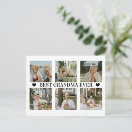 Cartão Postal De Festividades Best Grandma Ever Photo Collage – Gift with Hearts