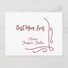Cartão Postal De Festividades Best mom ever red love Spanish border stylish 