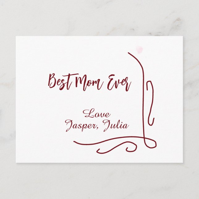 Cartão Postal De Festividades Best mom ever red love Spanish border stylish  (Frente)
