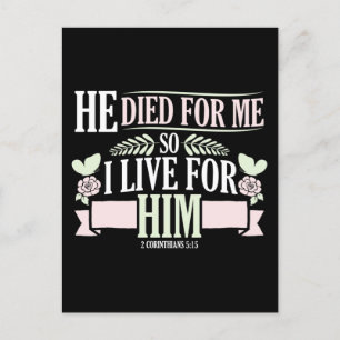 Cartão Postal De Festividades Bíblia Cristã Verso 2 Corintianos 5:15