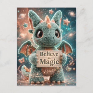 Cartão Postal De Festividades Bicho de Pelúcia Dragão de Fantasia Fofo Segurando