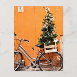 Cartão Postal De Festividades Bicicleta de Árvore de Natal