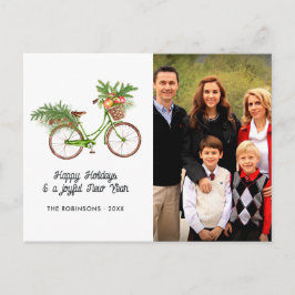 Cartão Postal De Festividades Bicicleta Floral Aquarela Natal Família Foto