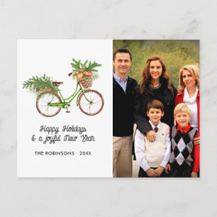 Cartão Postal De Festividades Bicicleta Floral Aquarela Natal Família Foto