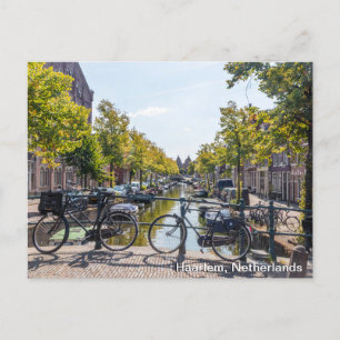 Cartão Postal De Festividades Bicicletas numa ponte, Haarlem, Países Baixos
