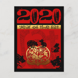 Cartão Postal De Festividades Bico Rato Chinês Ano 2020 Zodiac Birthday VPost