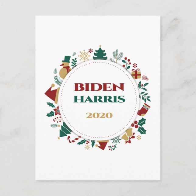 Cartão Postal De Festividades Biden/Harris 2020 Natal Festivo (Frente)