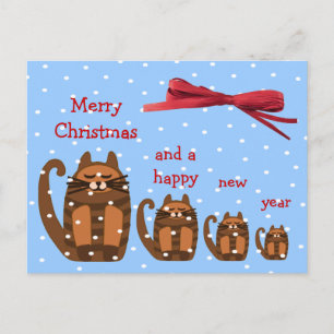 Cartão Postal De Festividades big fat cat rufus xmas snow