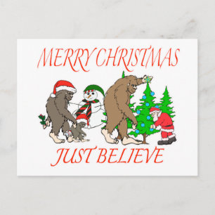Cartão Postal De Festividades Bigfoot Family Christmas 2