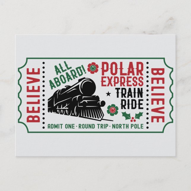 Cartão Postal De Festividades Bilhete Polar Express (Frente)