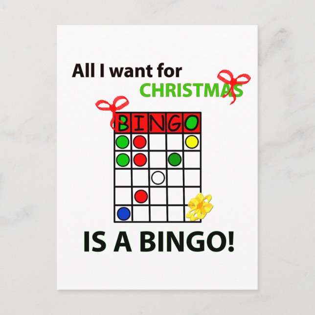 Cartão Postal De Festividades BINGO eu quero um bingo para o Natal (Frente)