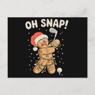 Cartão Postal De Festividades Biscoito de Natal Gingerbread Oh Snap Golfista de