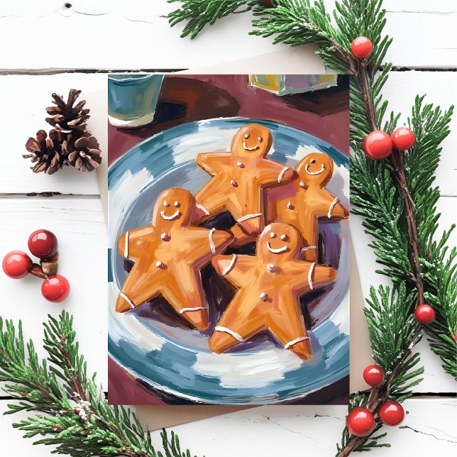 Cartão Postal De Festividades Biscoitos de Gingercake Man | Feliz Natal (Criador carregado)