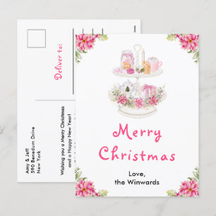 Cartão Postal De Festividades Biscoitos de Natal e Cacau Rosa Feliz Natal