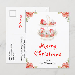 Cartão Postal De Festividades Biscoitos de Natal e Cacau Vermelho Feliz Natal