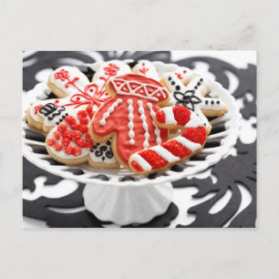 Cartão Postal De Festividades Biscoitos de Natal em cores modernas