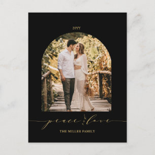 Cartão Postal De Festividades Black & Gold   Natal de Paz e Amor Foto Holi