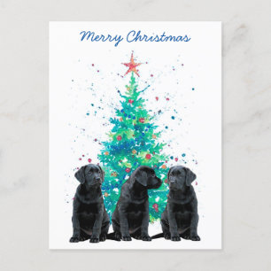 Cartão Postal De Festividades Black Lab Feliz Natal Labrador Cachorro Bonito