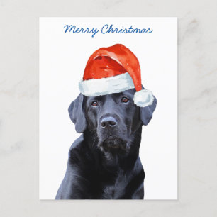 Cartão Postal De Festividades Black Lab Feliz Natal Labrador Cachorro de Papais 