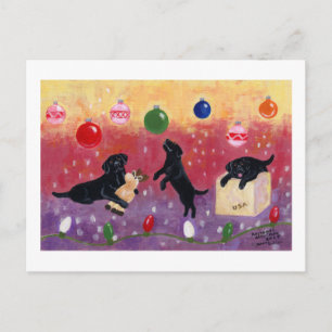Cartão Postal De Festividades Black Labrador Christmas