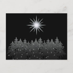 Cartão Postal De Festividades Black Night White Star Tres Modern Christmas
