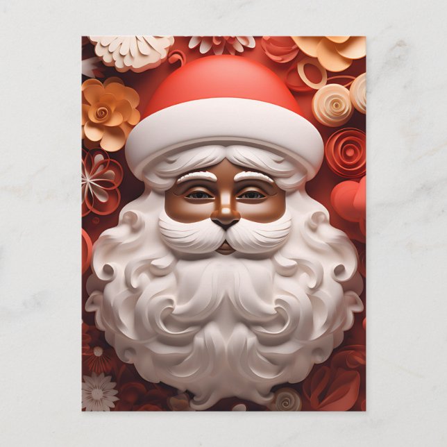 Cartão Postal De Festividades Black Santa Claus King Christmas Melanin Xmas (Frente)