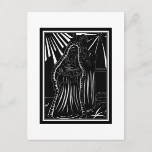 Cartão Postal De Festividades Black White Abstract Nativity Religious Christmas
