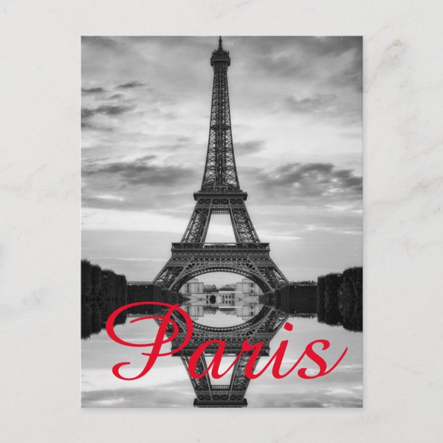 Cartão Postal De Festividades Black White Eiffel Tower Paris Love City Viagem (Frente)