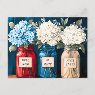 Cartão Postal De Festividades Blooming Vintage Country Hydrangea Trio