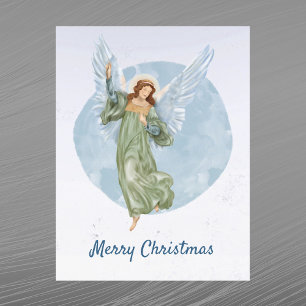 Cartão Postal De Festividades Blue Angel Watercolor