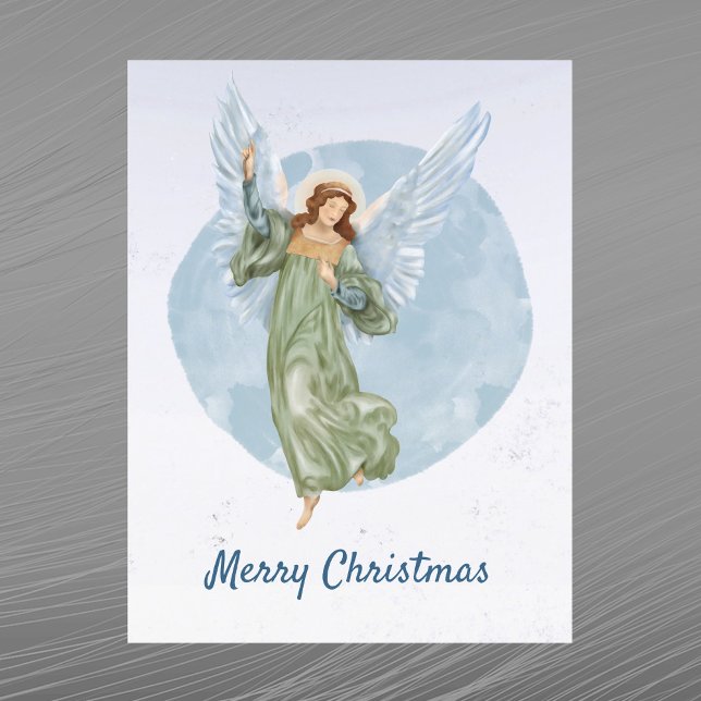 Cartão Postal De Festividades Blue Angel Watercolor (Criador carregado)