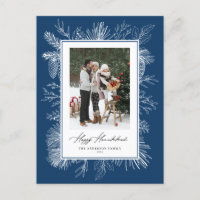 Blue Botanic Frame Happy Hanukkah Foto