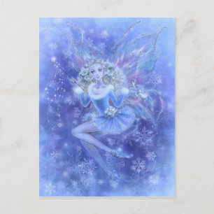 Cartão Postal De Festividades Blue Christmas Fairy Postcard