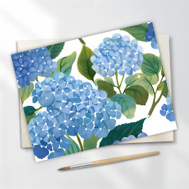 Cartão Postal De Festividades Blue Hydrangeas | Linda Floral Bush