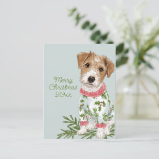 Cartão Postal De Festividades Blue Puppy in Pajamas Flat