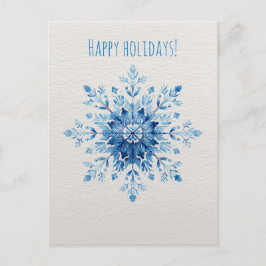 Cartão Postal De Festividades Blue watercolor snowflake, Christmas