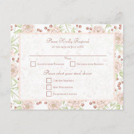 Cartão Postal De Festividades Blush Pink Rose Wedding Vintage RSVP