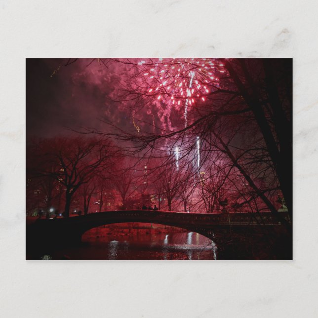Cartão Postal De Festividades Bo Bridge Central Park Nova Iorque Ano Novo (Frente)