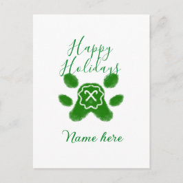 Cartão Postal De Festividades Boas festas, animais de estimação de cães verdes e