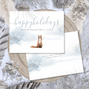 Cartão Postal De Festividades Boas Festas Natal Inverno Raposa Nome da Família