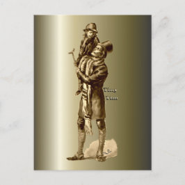 Cartão Postal De Festividades Bob Cratchit e Tiny Tim Christmas Carol