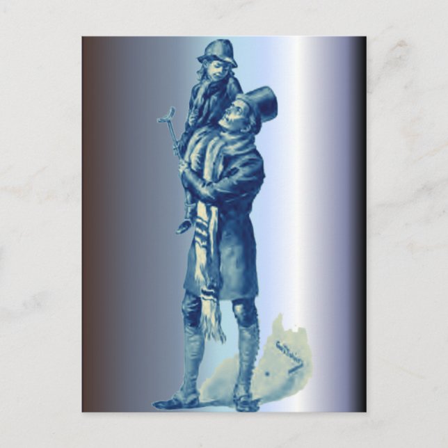 Cartão Postal De Festividades Bob Cratchit segurando o pequeno Tim Christmas Car (Frente)