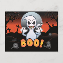 Bobo Spooky Ghost em um cemitério! Dia das Bruxas
