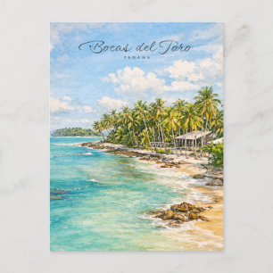 Cartão Postal De Festividades Bocas del Toro Panamá Turismo Ecológico Aquarela