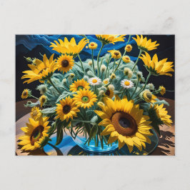 Cartão Postal De Festividades Bodegón Flores y Noche 1 - 001
