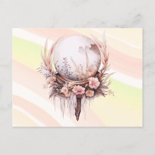 Cartão Postal De Festividades Bohemian Ball Floral Green Halloween
