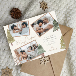 Cartão Postal De Festividades Boho Chic Christmas 3 Photo Collage Pine Trees